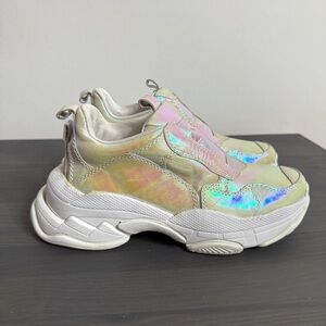 Jeffrey Campbell sz 8.5 Platform Sneakers iridescent holographic shoes chunky